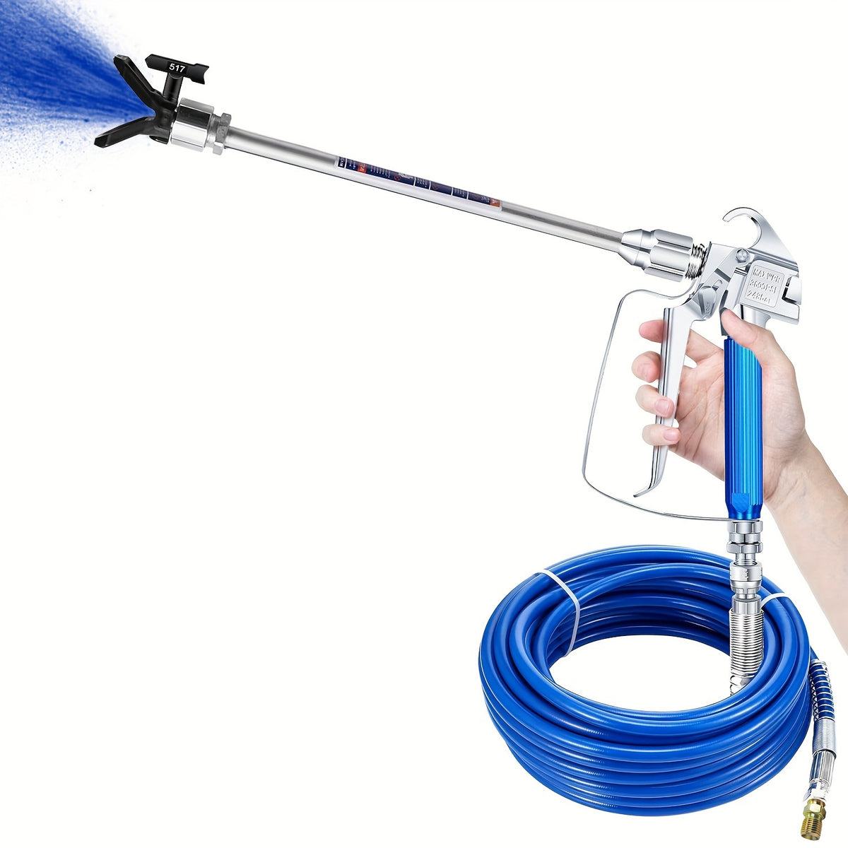 Universal Airless Spray Gun Full Accessory Set High Pressure Paint Hose Various Spray Tip Sizes Mesh Filters Extension Rods Nozzle Base Connector Replacement Supplies For Household & Commercial Latex Paint Spraying Projects