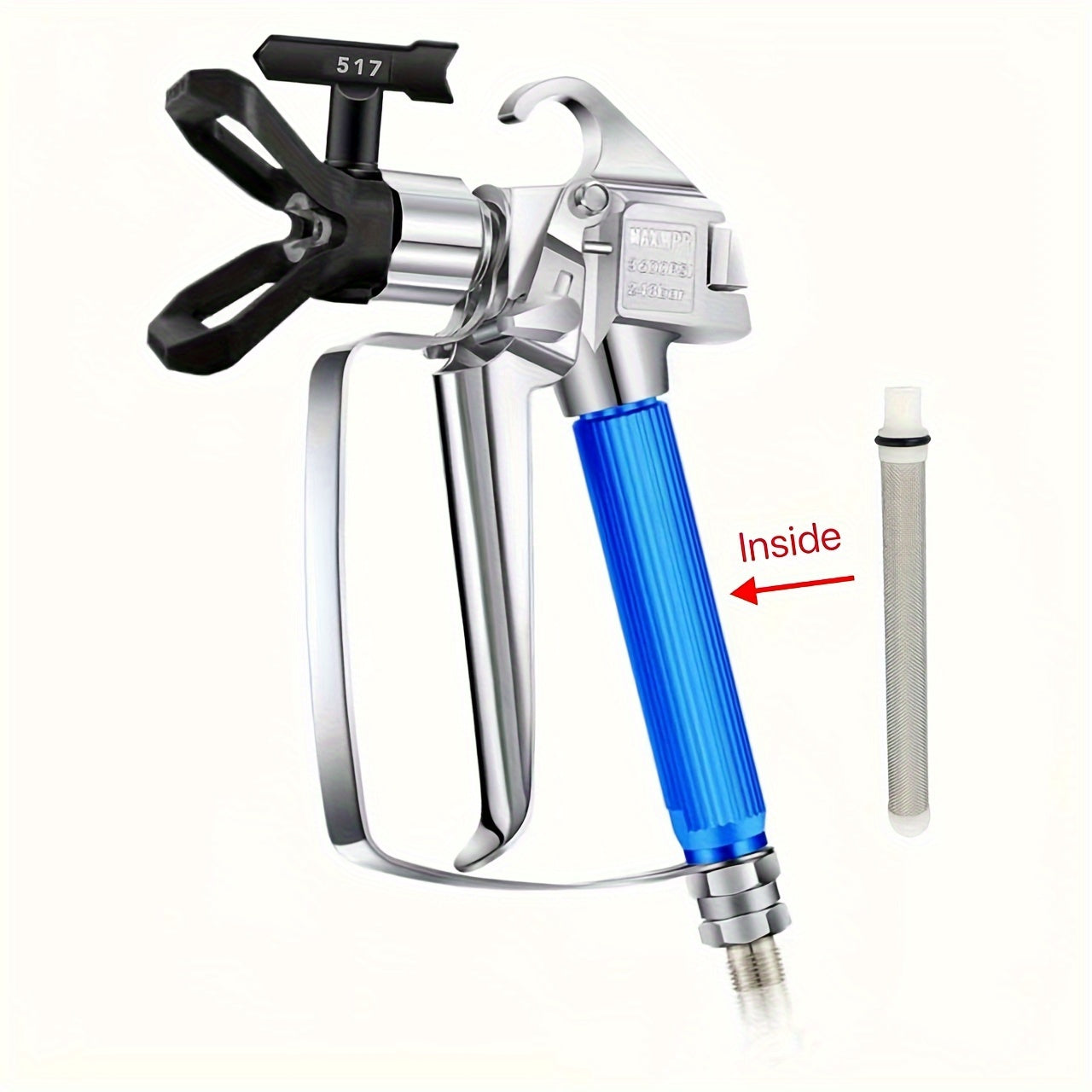 Universal Airless Spray Gun Full Accessory Set High Pressure Paint Hose Various Spray Tip Sizes Mesh Filters Extension Rods Nozzle Base Connector Replacement Supplies For Household & Commercial Latex Paint Spraying Projects