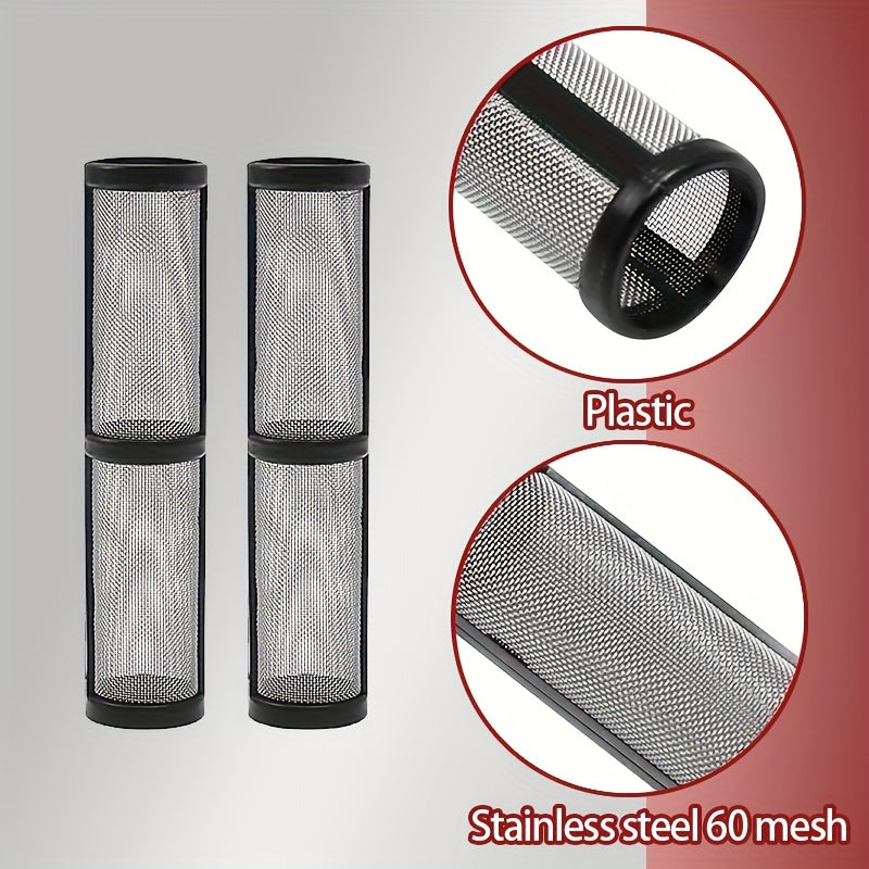 Airless Paint Sprayer Filter Kit Including Spray Gun Mesh Filter Cartridges & Suction Intake Strainer Screen Replacement Parts Prevents Nozzle Clogging High Precision Metal Mesh Filters For DIY Wall Renovation Contractor Painting Spray Machine Accessories