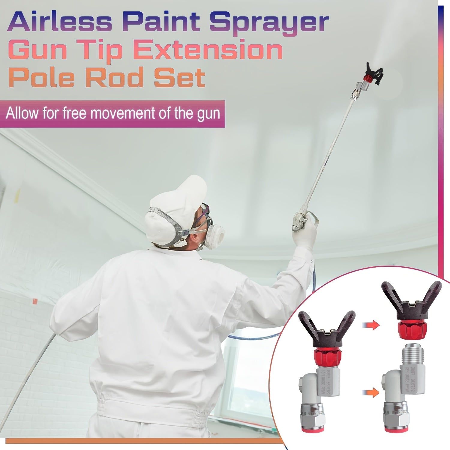 High Pressure 3600PSI Airless Sprayer Swivel Connector 287036 F08B 180° Elbow Rotating Joint Anti-Kink Paint Gun Accessory for Contractor DIY Painting