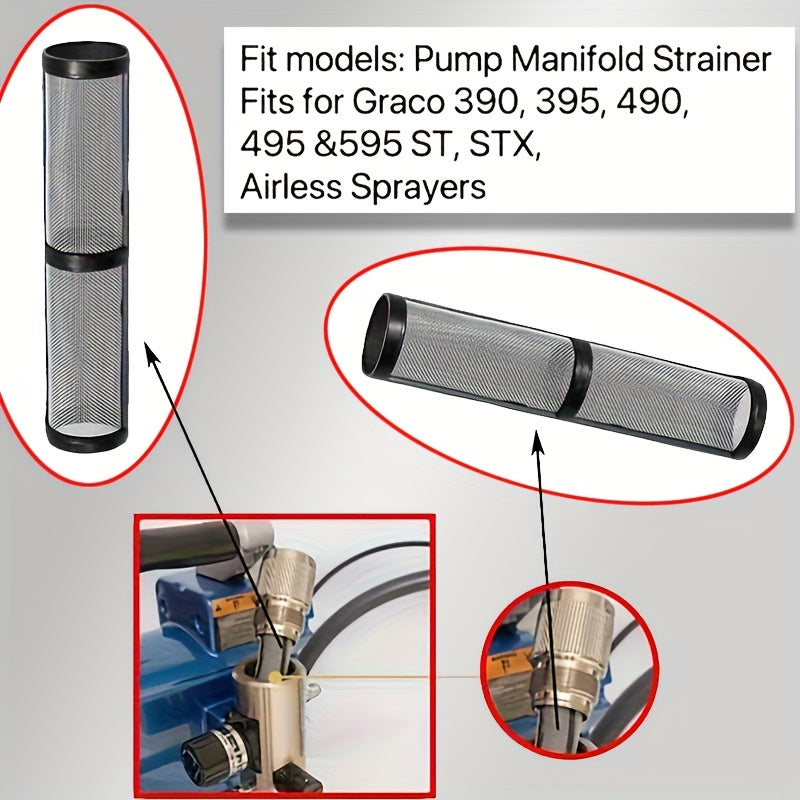 Airless Paint Sprayer Filter Kit Including Spray Gun Mesh Filter Cartridges & Suction Intake Strainer Screen Replacement Parts Prevents Nozzle Clogging High Precision Metal Mesh Filters For DIY Wall Renovation Contractor Painting Spray Machine Accessories