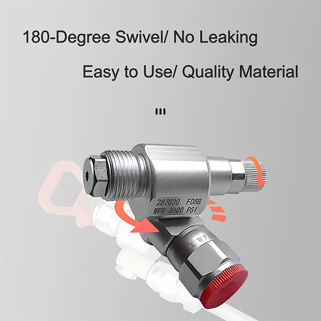 287030 Clean Shot Shut-off Valve 3600PSI High Pressure Airless Paint Sprayer Shut Off Swivel Joint Elbow Connector Stop Paint Flow Instantly Anti-Leak Rotating Control Valve Replacement Accessory For Wall Furniture Fence DIY & Painting Spraying Tools