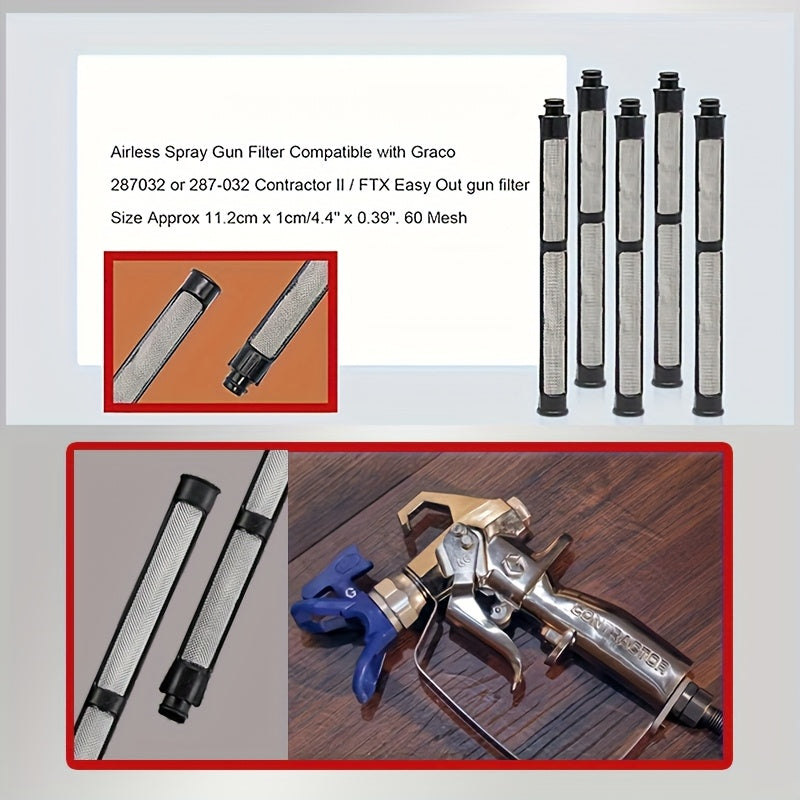 Airless Paint Sprayer Filter Kit Including Spray Gun Mesh Filter Cartridges & Suction Intake Strainer Screen Replacement Parts Prevents Nozzle Clogging High Precision Metal Mesh Filters For DIY Wall Renovation Contractor Painting Spray Machine Accessories