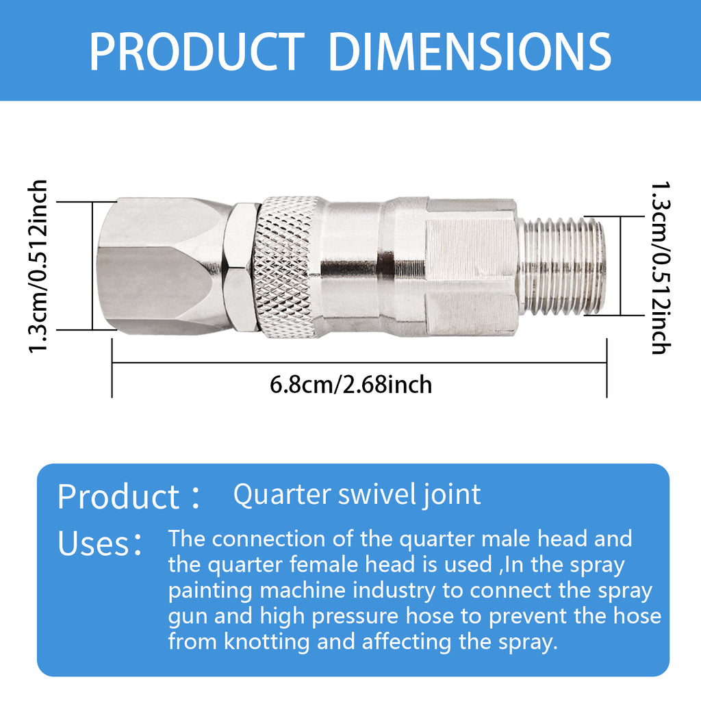 360 Degrees Sprayer Joint * 2, Airless Paint Sprayer Hose Joint Accessories Compatible with All Paint Spray Guns & Sprayer Hoses